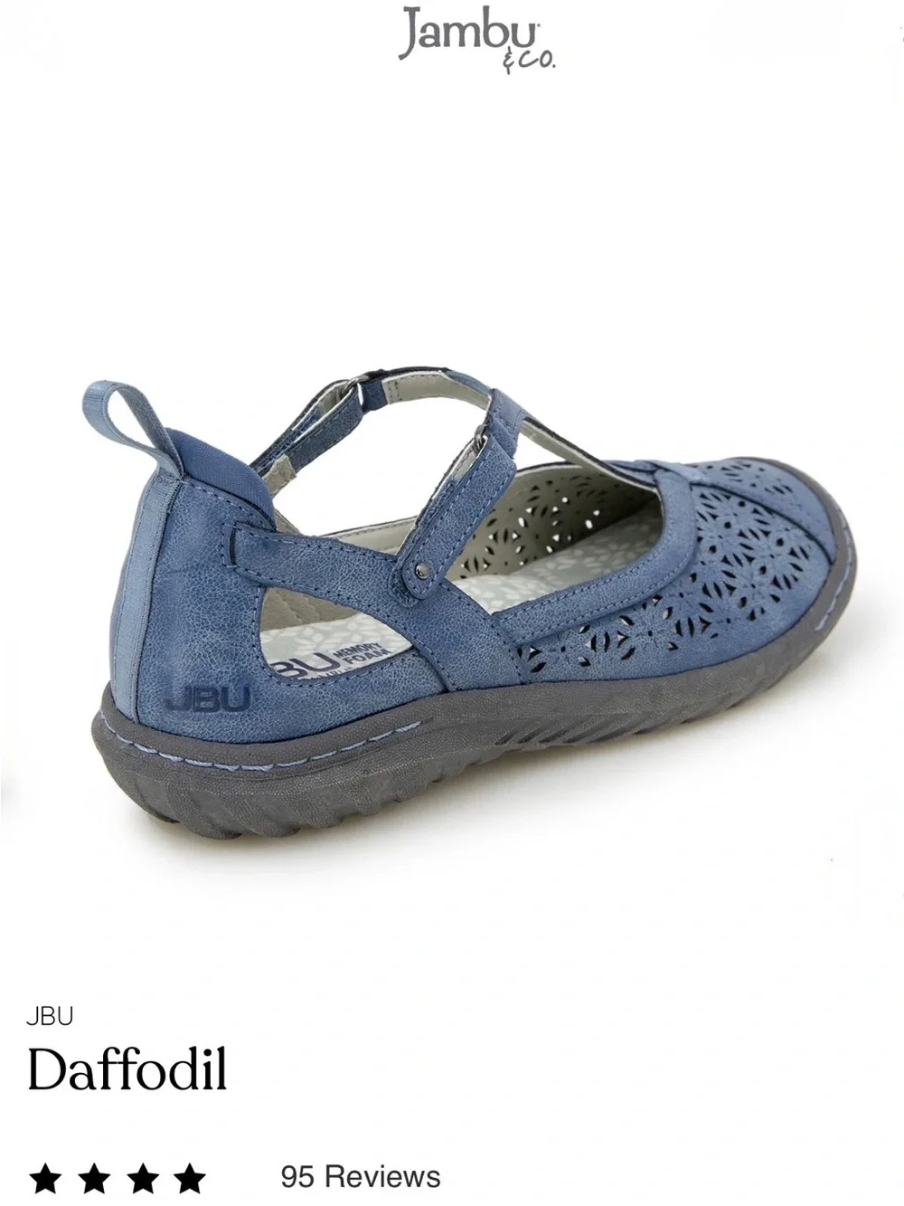*new* Jambu Daffodil Women's Blue Laser-Cut T-Strap Flat
